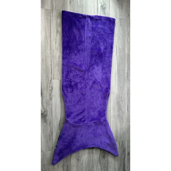 MERMAID TAIL Plush Fleece BLANKET SLEEP BAG Purple Reversible Green Black Sequin - Picture 4 of 6